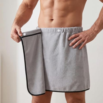 Men's Wearable Bath Towel Shorts Adjustable Microfiber Spa Wrap