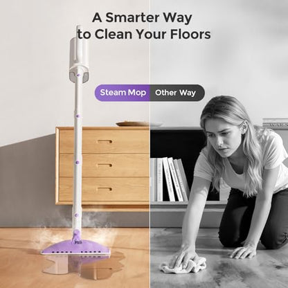 Lilac All-in-One Steam Mop for Floor & Surface Cleaning with Detachable Handheld