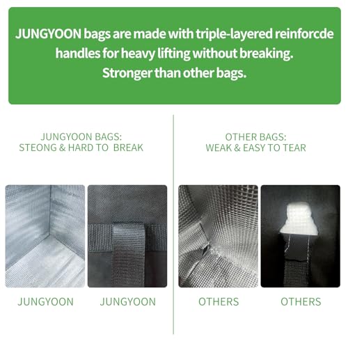 JUNGYOON 2-Pack XXXL Reusable Grocery Bags, Insulated Cooler Bag with Zippered Top Durable Shopping Bags Ideal Food Delivery Bags for Freshness Convenience