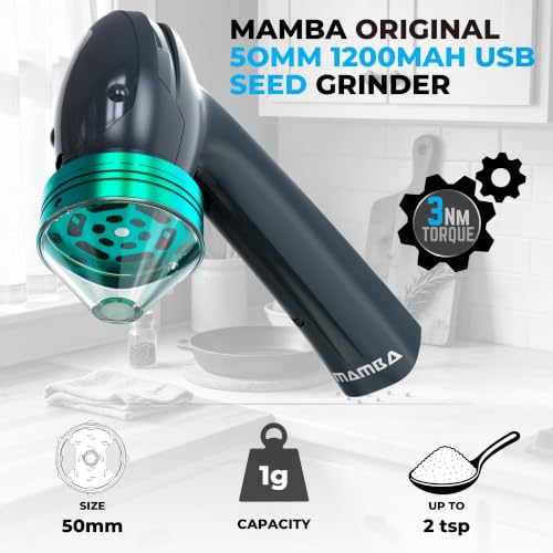 Mamba Electric Seed Grinder USB-C Rechargeable Spice Mill Gray Anchor Green & Gray