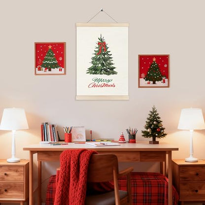 Christmas Tree Wall Art Poster - Red Bow Holiday Decor, 12x16 Inch – Variation SD22