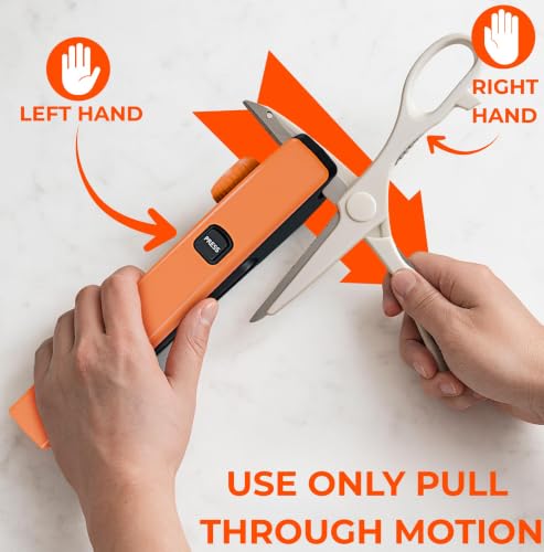 Orange Ninja Scissors Sharpener - 4 Adjustable Angles for Kitchen & Craft Scissors