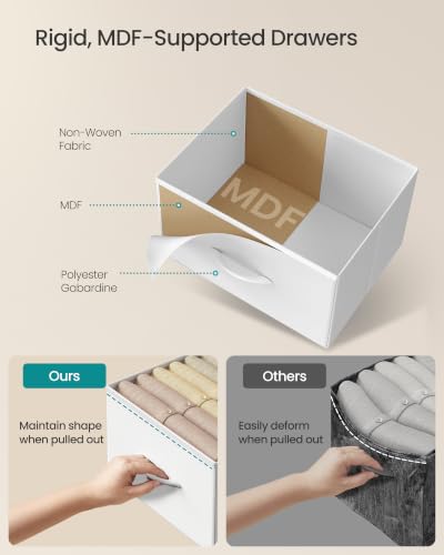 SONGMICS Stackable Closet Storage Drawers in Cloud White – 2 Pack, 13.2"D x 19.5"W x 16.7"H