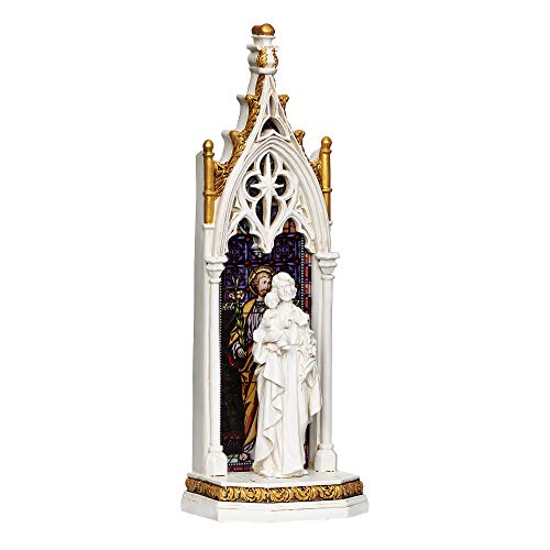 11.75 Inch LED St. Joseph and Child Cathedral Window Figurine Religious Decor