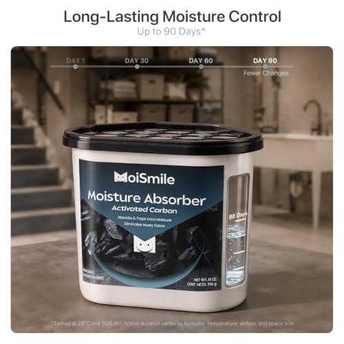 Moismile Activated Carbon Moisture Absorber Buckets 14 oz - 4 Pack