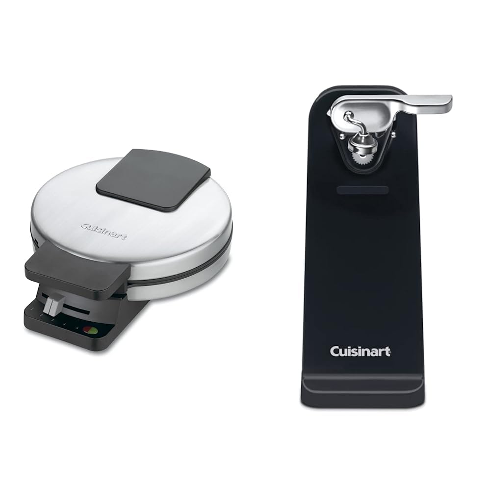 Cuisinart Classic Maker, Round Waffle, Silver & CCO-50BKN Deluxe Electric Can Opener, Black