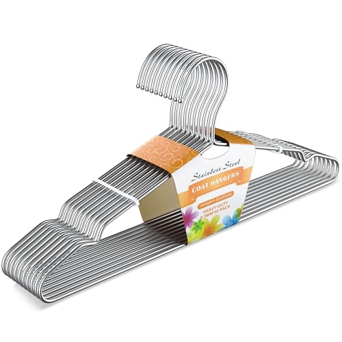 Vakoo Metal Coat Hangers 10 Pack - Heavy Duty Stainless Steel Space Saving
