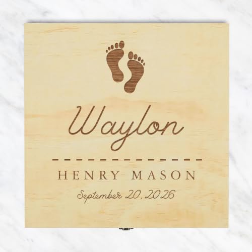 Personalized Baby Keepsake Box with Name and Birth Date - Wooden Memory Chest for Newborns
