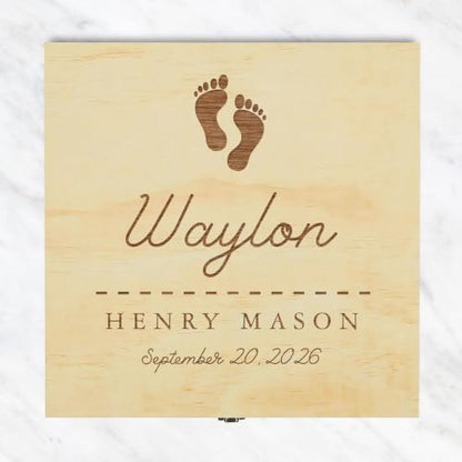 Personalized Baby Keepsake Box with Name and Birth Date - Wooden Memory Chest for Newborns