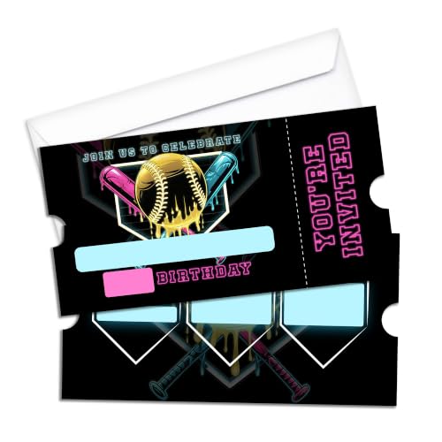 Ice Cream Drip Birthday Party Invitations 20 Pack - Baseball Variation