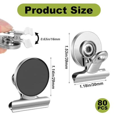 80 Heavy Duty Magnetic Clips 1.5x1.18 Inch for Office Kitchen & Home Organization