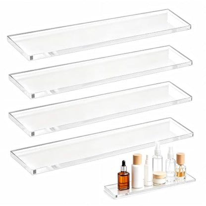 Acrylic Medicine Cabinet Shelves Set - Transparent 13.25 x 2.99 x 0.31 Inches, Pack of 4