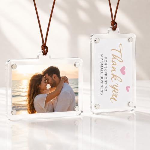 Car Photo Holder with Chain - 2 Styles, Acrylic Rearview Mirror Display