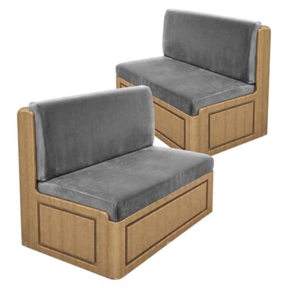 Dark Grey Velvet RV Dinette Cushion Covers Set - 2 Backrest & 2 Bench