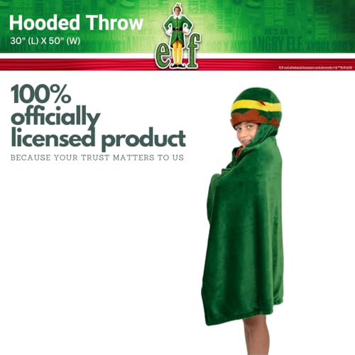 Elf Buddy Hooded Throw Blanket - Christmas Kids Bedding, 30x50 inches