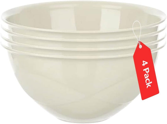 Tribello 5-Quart Mixing Bowls - Versatile Plastic Salad & Serving Bowls - Set of 4 (Assorted Colors)