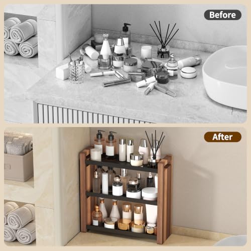 3-Tier Bathroom & Kitchen Countertop Organizer - Acacia