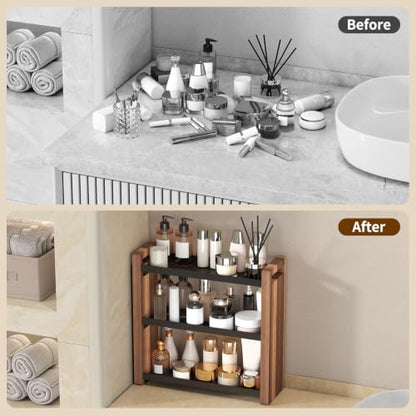 3-Tier Bathroom & Kitchen Countertop Organizer - Acacia