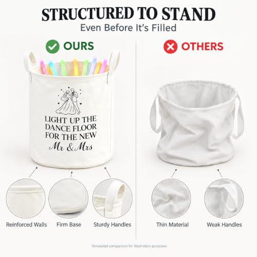 White Felt Wedding Baskets with Handles – Large Storage for Flowers, Favors & Party Decor (2 Pack)