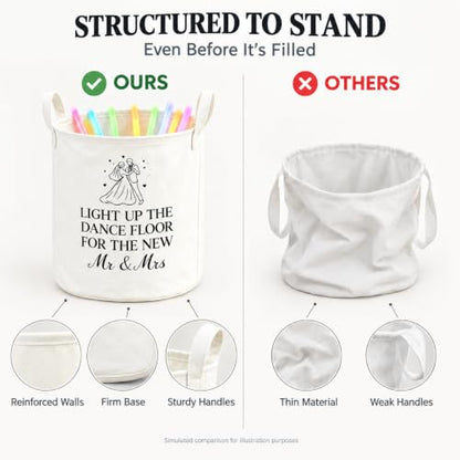 White Felt Wedding Baskets with Handles – Large Storage for Flowers, Favors & Party Decor (2 Pack)