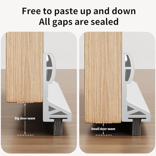 White Door Draft Stopper with 0.8 Inch Brush - 39.4 Inch Silicone Door Sweep