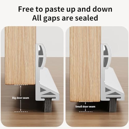 White Door Draft Stopper with 0.8 Inch Brush - 39.4 Inch Silicone Door Sweep