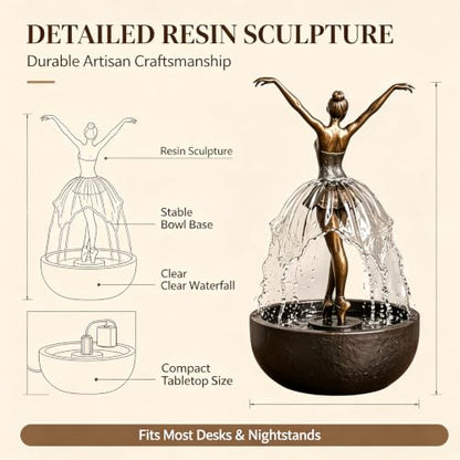 Elegant Ballerina Water Fountain for Home & Office Decor - 1pcs
