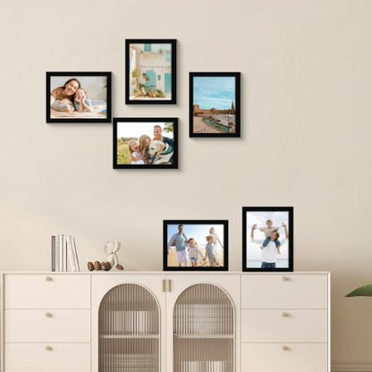8x10 Picture Frame Set of 6 with Real Glass - Black Home Decor
