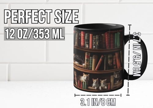 Heat Sensitive Cat Mug - Funny Book Lover Gift for Bookworms, 12oz