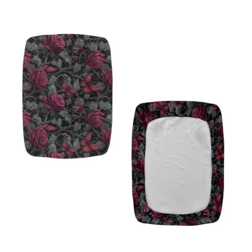 Universal Fit Gothic Rose Butterfly Bar Stool Covers 2-Piece Set