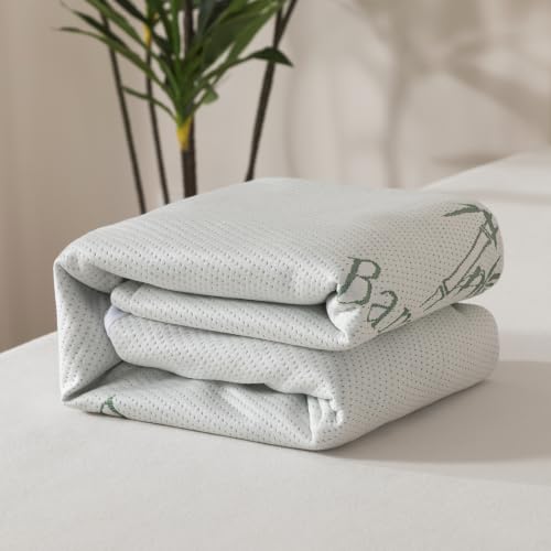 WhatsBedding Bamboo Mattress Protector Queen Size Cover - Breathable & Quiet
