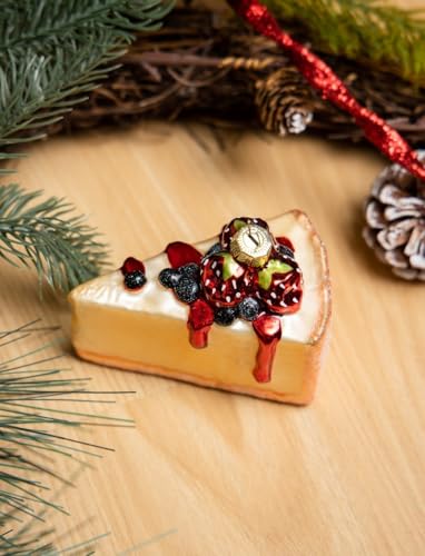 2PCS Hanging Glass Cheesecake Christmas Ornaments for Tree Decor
