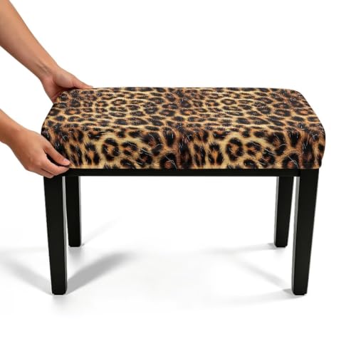 Rectangular Leopard Print Bench Cover with Bottom Ties - S (16x26x4in)