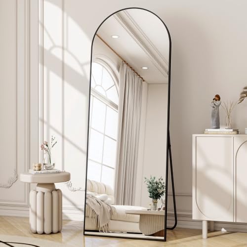 Full Length Floor Mirror with Black Aluminum Frame - Arched Design, 59x16 Inches - Variation of THIS listing
