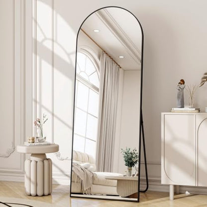 Full Length Floor Mirror with Black Aluminum Frame - Arched Design, 59x16 Inches - Variation of THIS listing