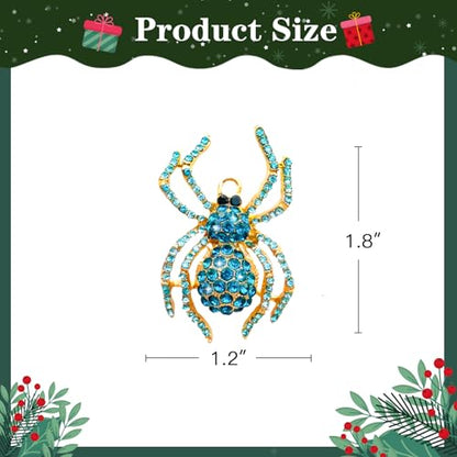 Blue Spider Christmas Ornament 2026 Metal Hanging Holiday Decoration Rhinestone Gift