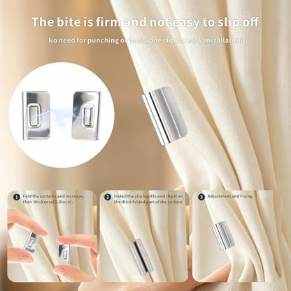 8 Pairs Magnetic Curtain Clips No-Drill Window Magnet Closure - Neutral Color