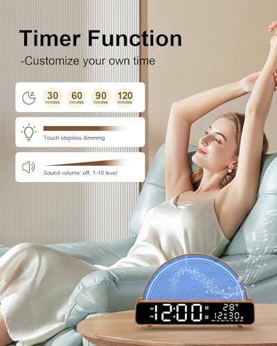 Wood Sunrise Alarm Clock Wake Up Light with Night Sounds & Timer - HAODINGMAI