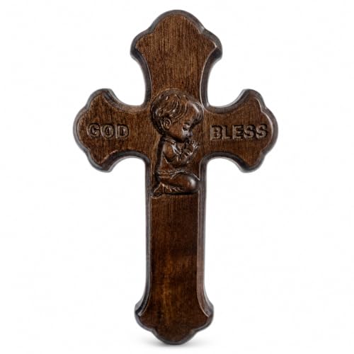 God Bless Cross Baptism Gift for Boy - Handmade Christian Wall Decor - Variation of N1