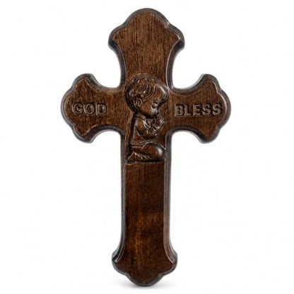God Bless Cross Baptism Gift for Boy - Handmade Christian Wall Decor - Variation of N1
