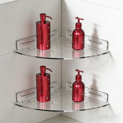 Corner Floating Shelves Set - Clear Acrylic Wall Storage Organizer