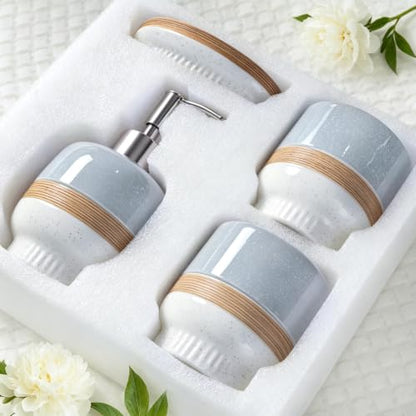 White Ceramic Bathroom Accessories Set, 4 Pieces - Modern & Elegant