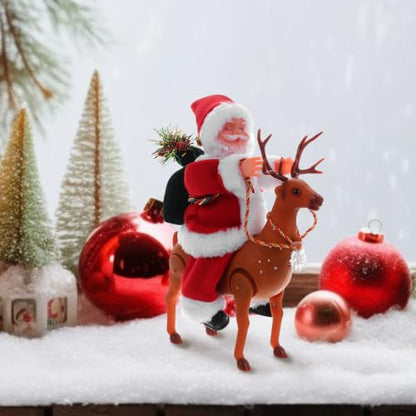 Animated Christmas Riding Deer with Music - Holiday Decor, 21.5cm