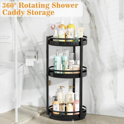 3-Tier Rotating Corner Shower Caddy Stand - Rust-Resistant Bathroom Organizer