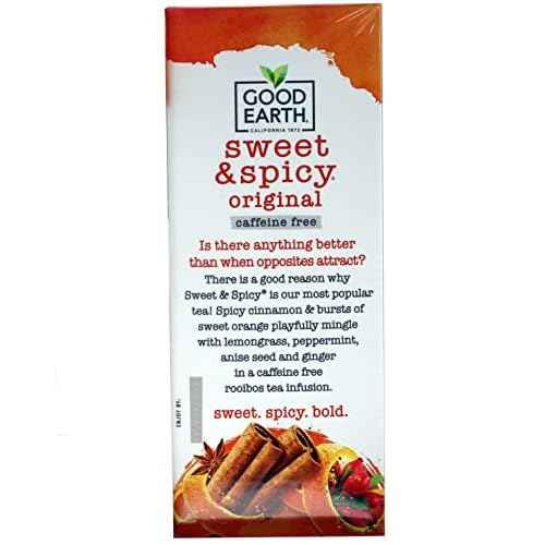 Good Earth Sweet and Spicy All-Natural Caffeine-Free Herbal Tea, Pack of 6 w/ 25 Tea Bags per Box