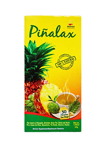 PINALAX Pineapple Piña 100% Natural Blend Detox-Tea promotes digestion | Artichoke, Green Tea, Stevia, Yacon, Senna, Horsetail, and Fennel | 30 Tea Bags