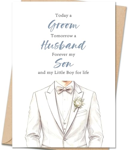 Wedding Card for Son DA-0208 - Sentimental Son Wedding Day Greeting Card with Envelope & Sticker