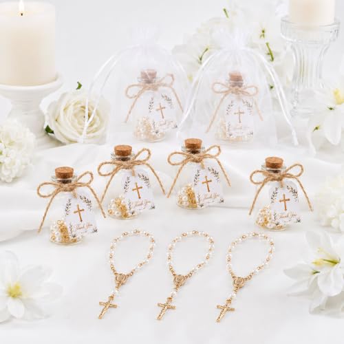 80 Pcs Baptism Favor Set with Mini Rosary & Holy Water Bottles Gift