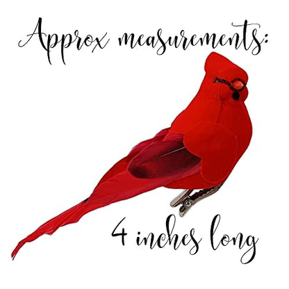 Set of 24 Clip-On Red Cardinal Christmas Tree Ornaments - 5 Inch Winter Wildlife Decor