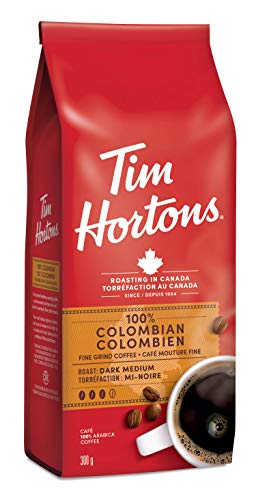 Tim Hortons 100% Colombian Dark Medium Roast Fine Grind Coffee 300g